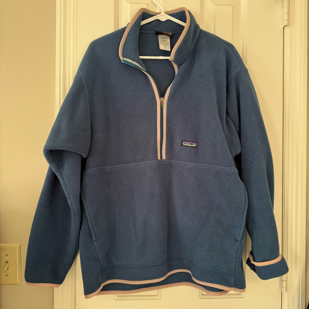 Patagonia Synchilla Half-Zip Fleece in Blue with Pink trim